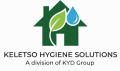 Keletso Hygiene Solutions logo featuring a green house icon with a leaf and water droplet, identified as a division of KYD Group.